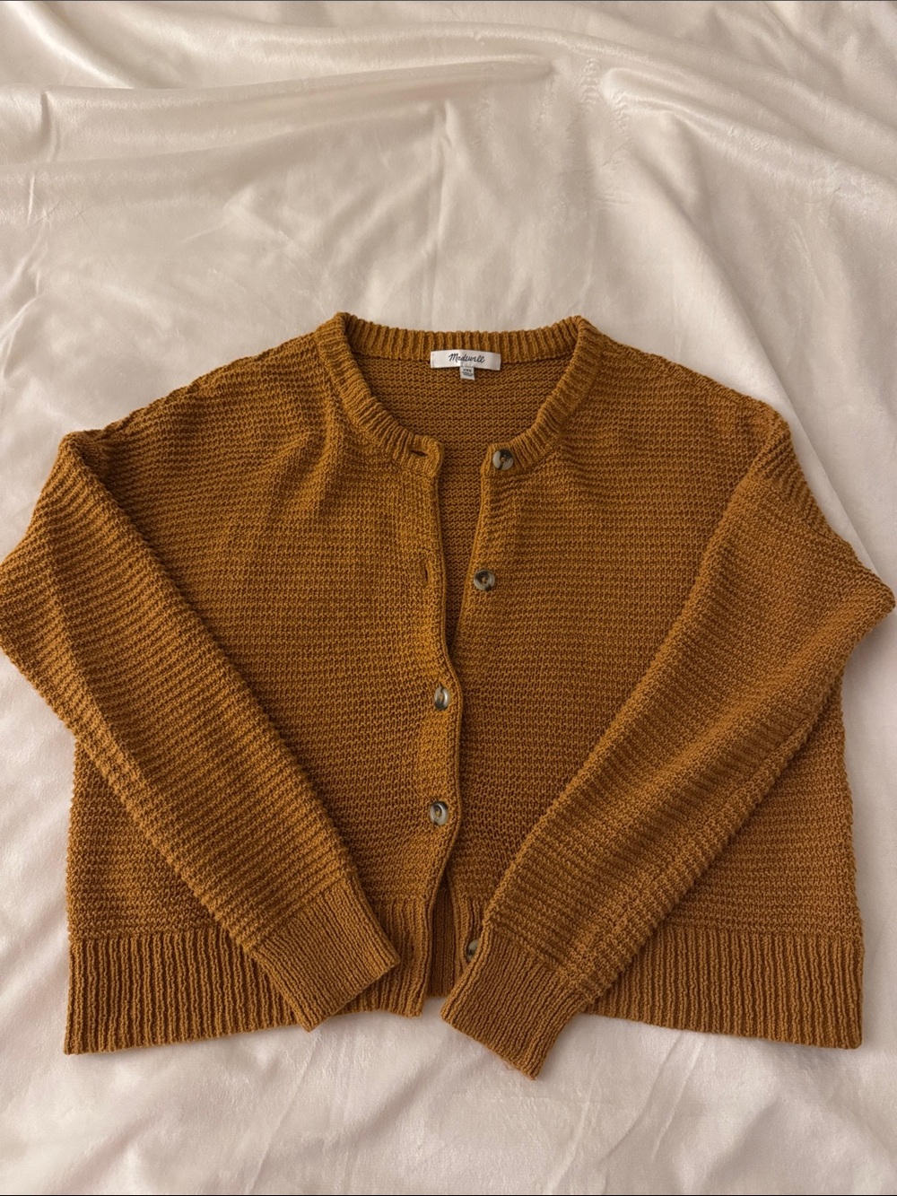 Madewell Mustard Brown Button-Front Knit Cardigan